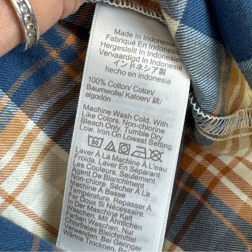 J.Crew Plaid Button Down Shirt Medium Blue Tan‎ Flannel Long Sleeve NWT